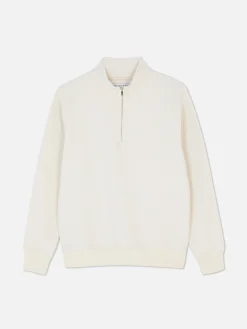 Geometric Textured Quarter-Zip Sweatshirt|Primark New