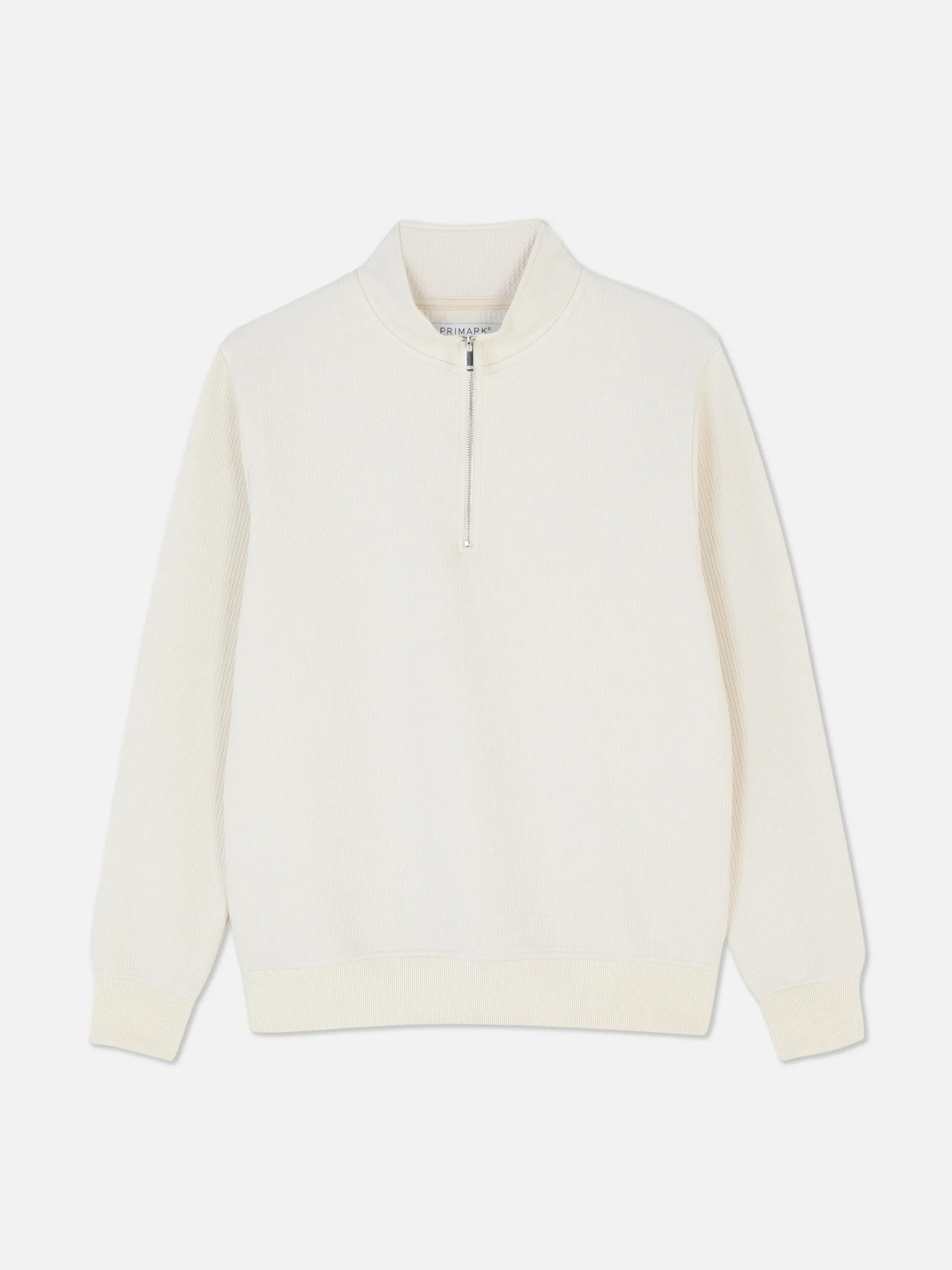Geometric Textured Quarter-Zip Sweatshirt|Primark New