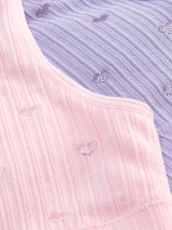 Heart Embroidered Cropped Tanks|Primark Outlet
