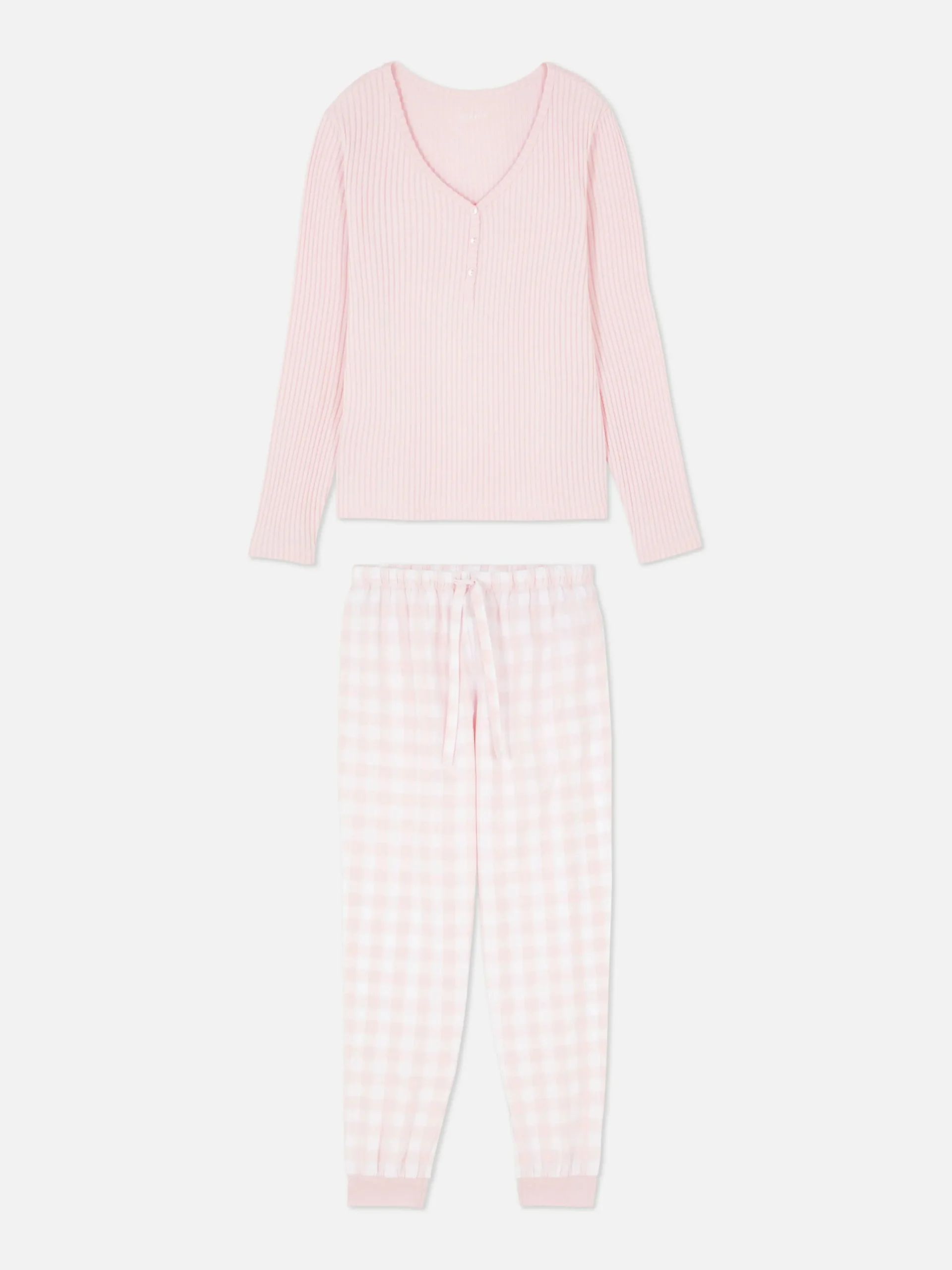 Henley Top And Printed Pants Pajamas|Primark Hot