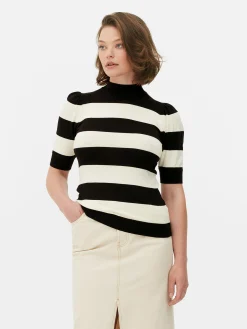 High Neck Puff Sleeve Knit Top|Primark Discount
