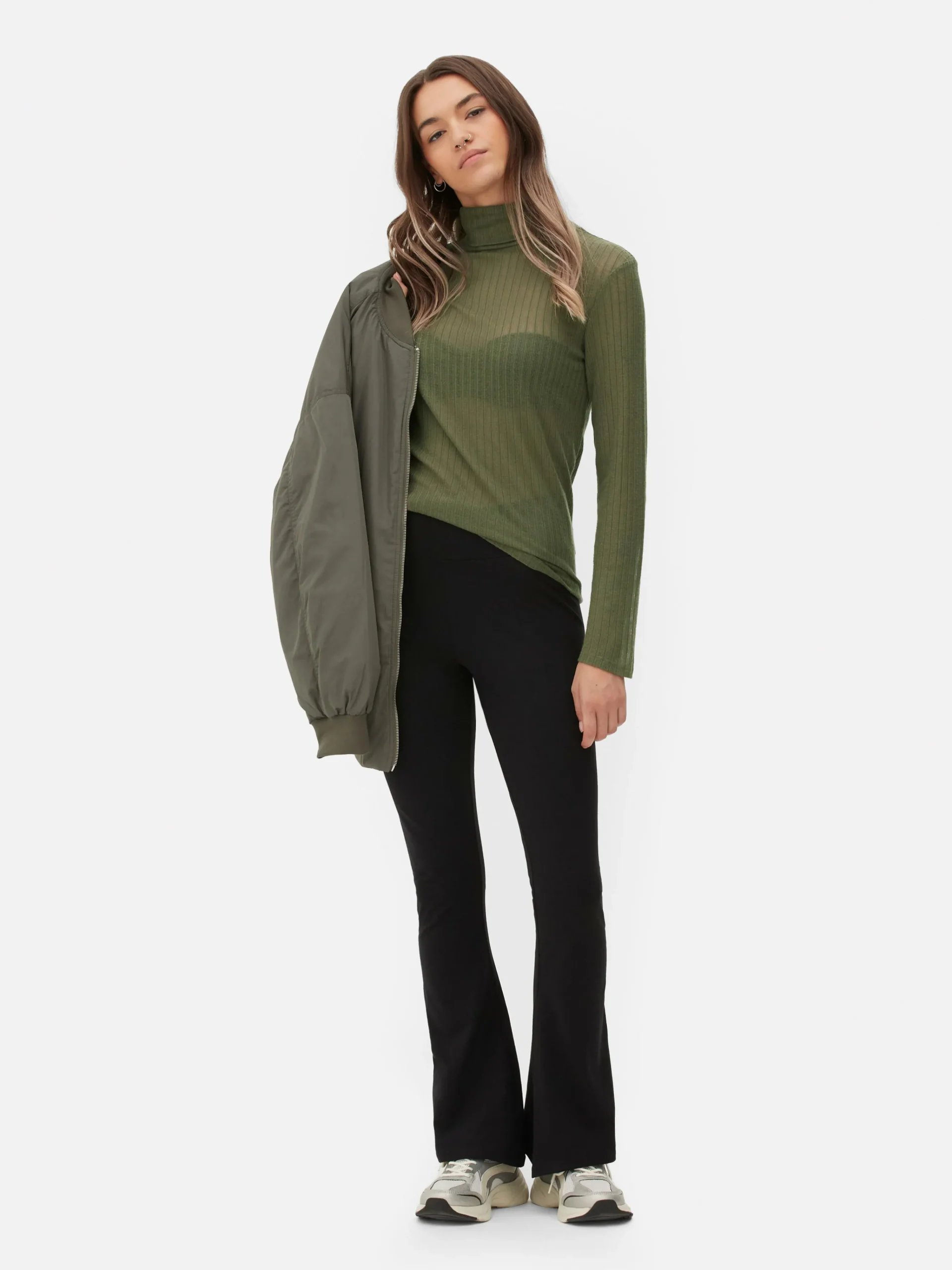 High Waist Flared Jersey Leggings|Primark New