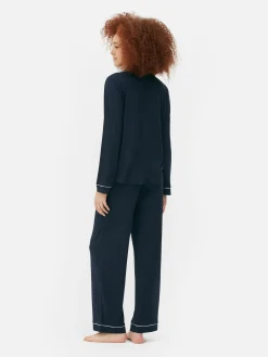 Jersey Knit Long Sleeve Boyfriend Pajama Set|Primark Discount
