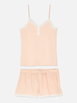 Lace Trim Pajama Cami And Shorts Set|Primark Online