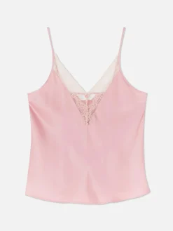 Lace Trim Satin Pajama Cami|Primark New