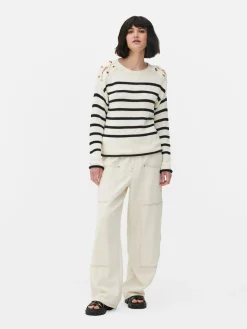 Laced Shoulder Striped Sweater|Primark Hot