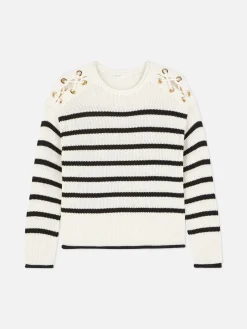 Laced Shoulder Striped Sweater|Primark Hot