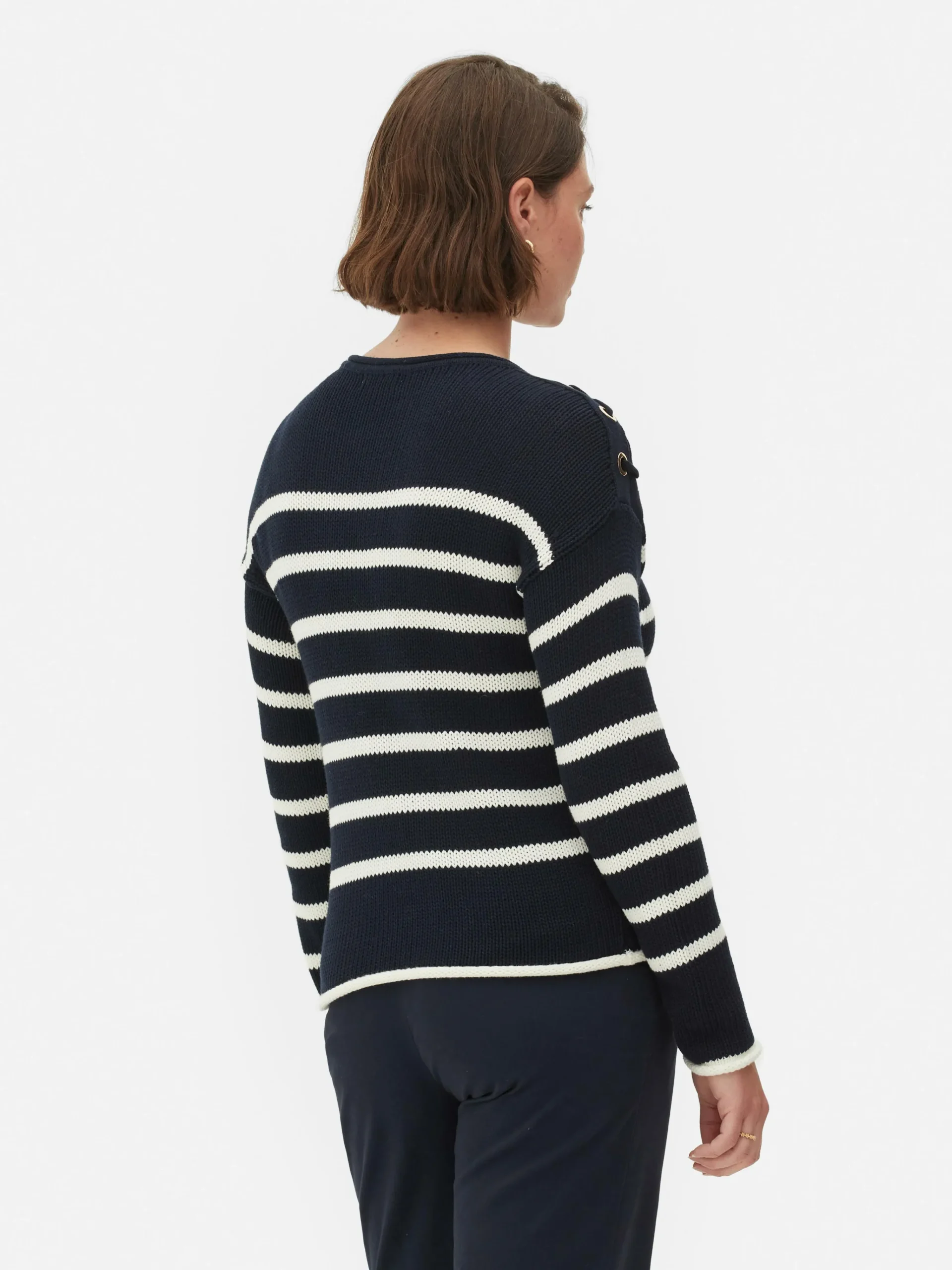 Laced Shoulder Striped Sweater|Primark Outlet