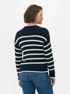 Laced Shoulder Striped Sweater|Primark Outlet