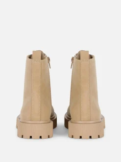 Lace-Up Faux Suede Boots|Primark Discount