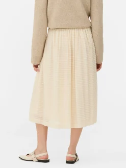Ladder Stripe Buttoned Midi Skirt|Primark Sale