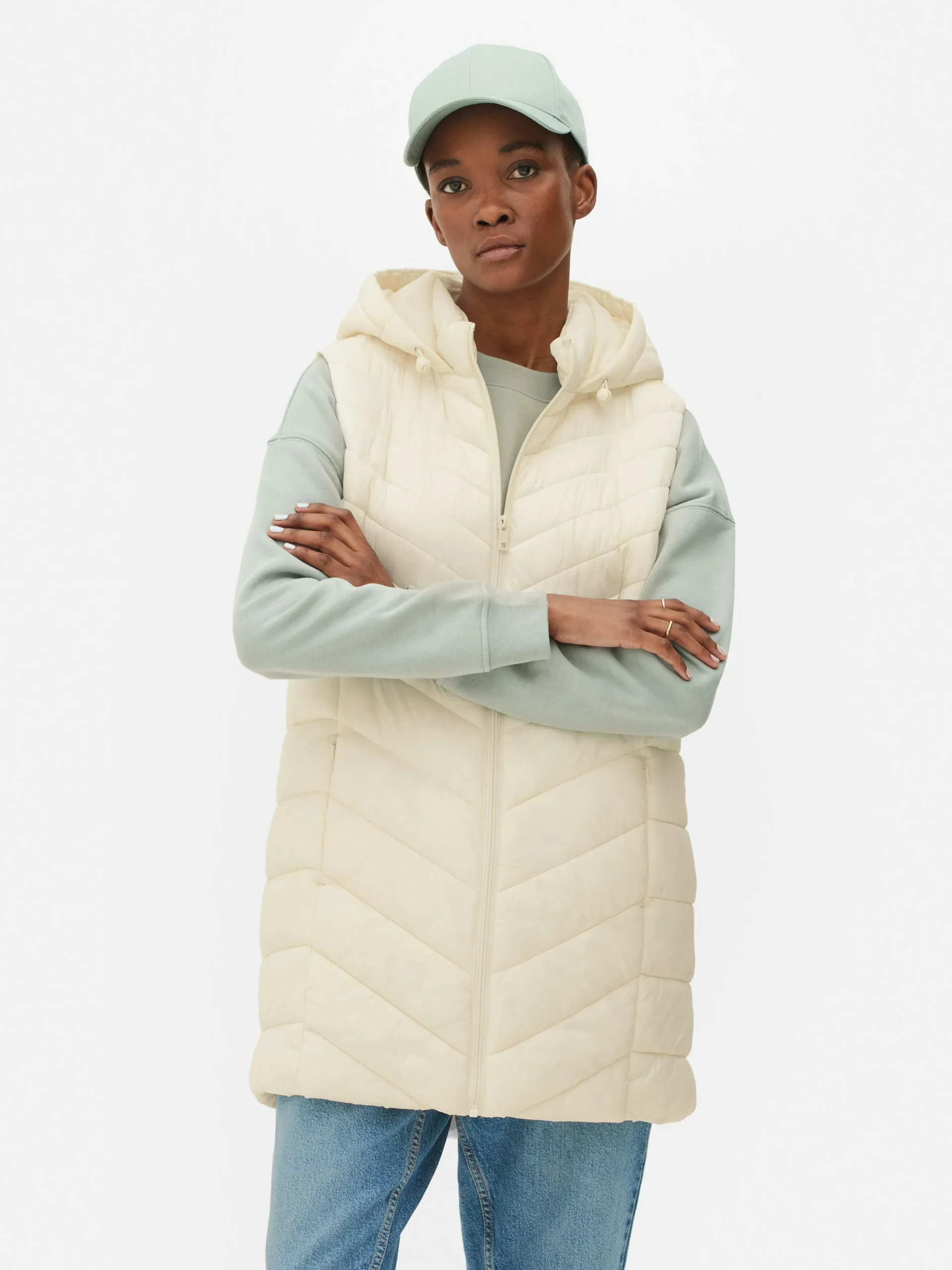 Long Quilted Vest|Primark New