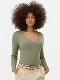 Long Sleeve Henley Bodysuit|Primark Hot
