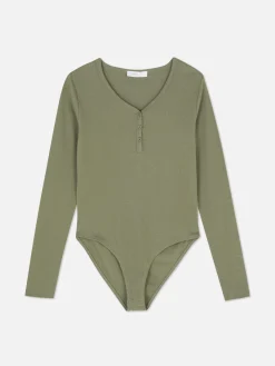 Long Sleeve Henley Bodysuit|Primark Hot