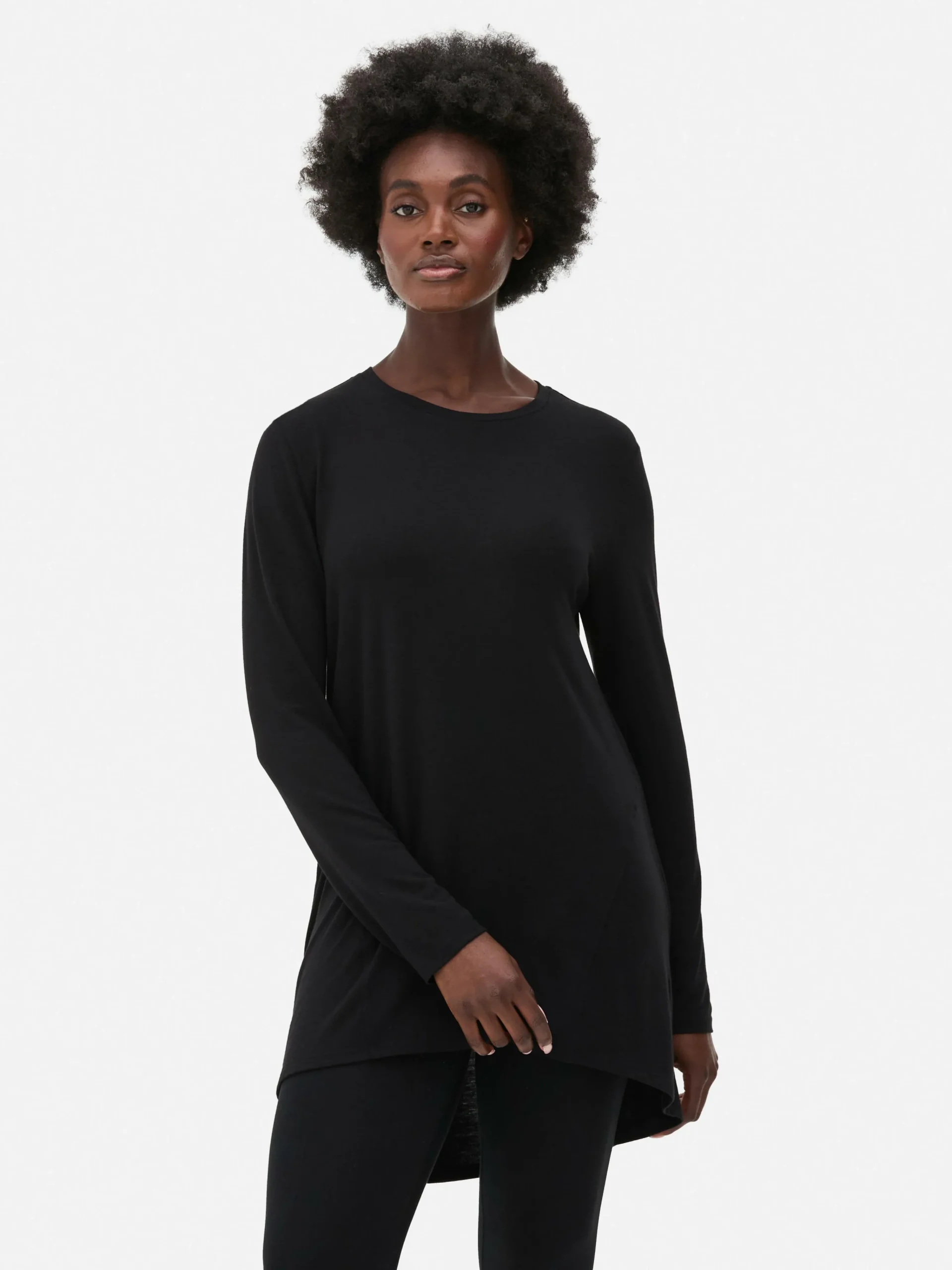 Long Sleeve Long Curved Hem Top|Primark Sale