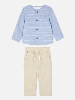 Long Sleeve Shirt And Drawstring Pants Set|Primark Hot