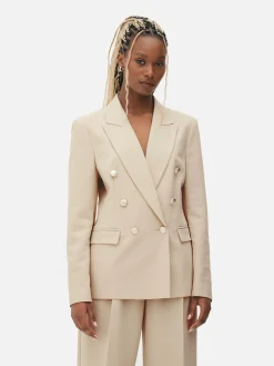 Metallic Button Double Breasted Blazer|Primark