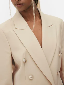 Metallic Button Double Breasted Blazer|Primark