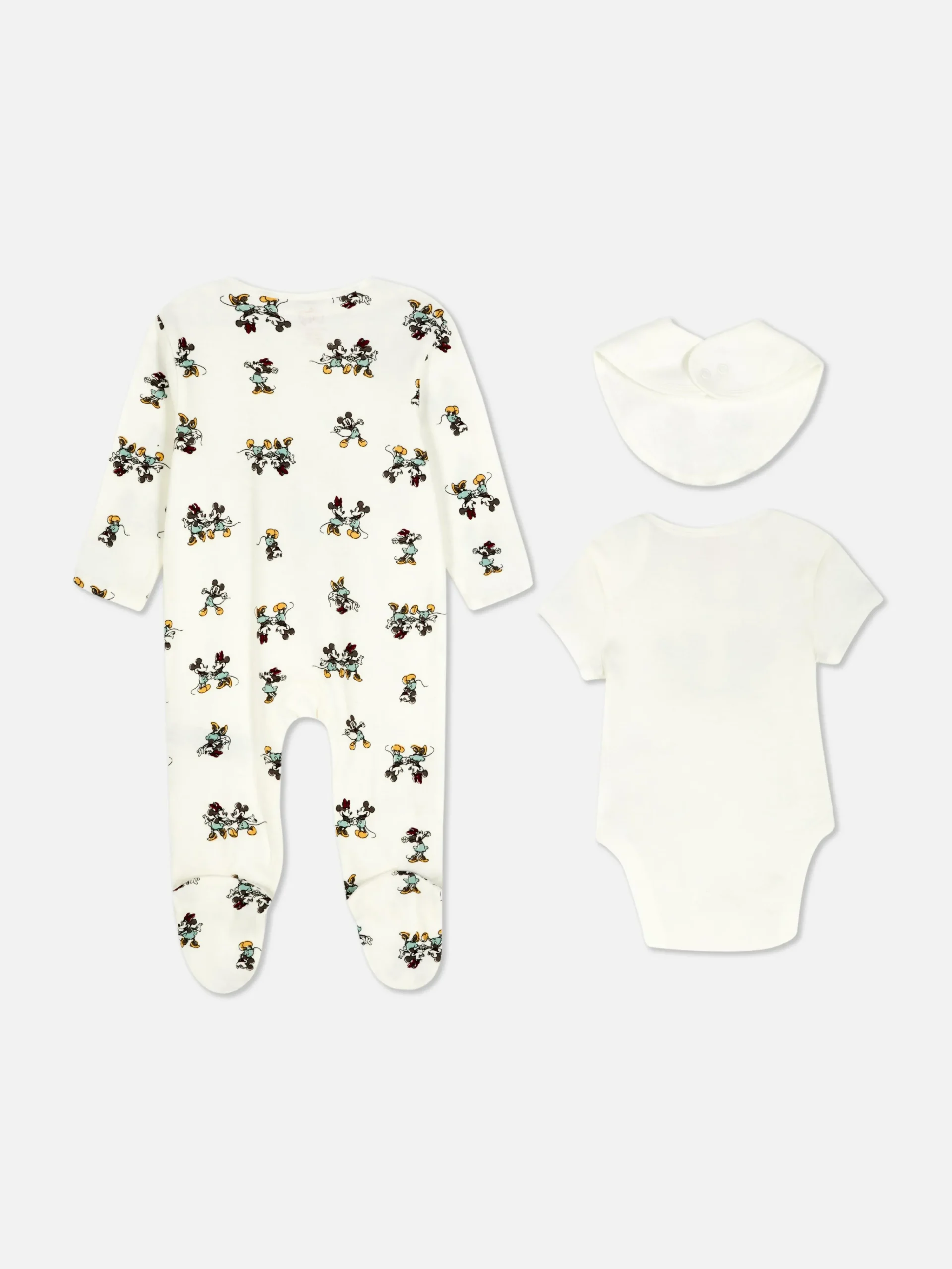 Mickey And Minnie Mouse Sleeper, Bodysuit And Bib|Primark