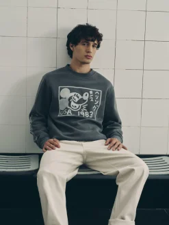 Mickey Mouse X Keith Haring Acid Wash Sweatshirt|Primark Discount