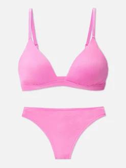 Microfiber Triangle Bra And Thong Set|Primark Discount