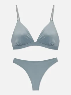 Microfiber Triangle Bra And Thong Set|Primark Outlet