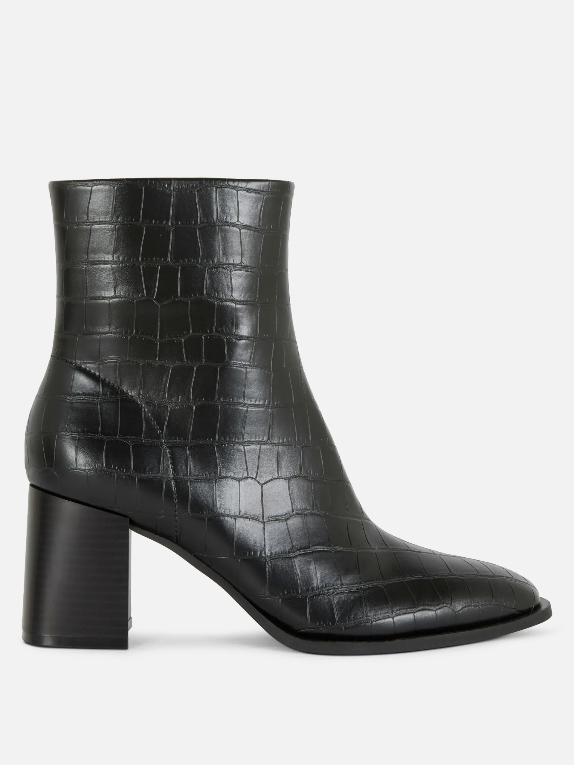 Mock Croc Faux Leather Heeled Boots|Primark Online