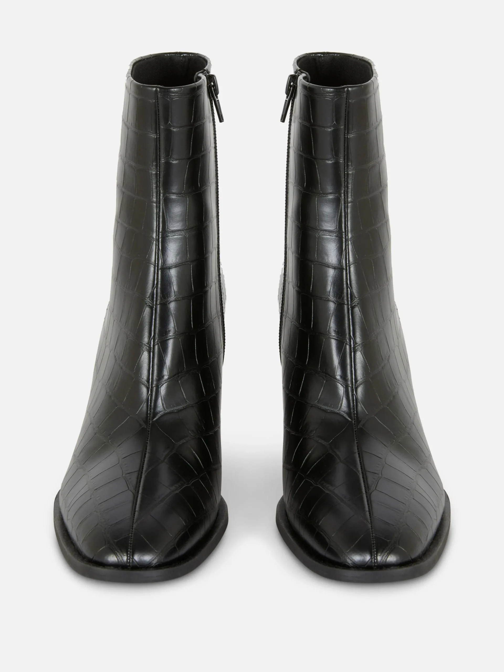 Mock Croc Faux Leather Heeled Boots|Primark Online