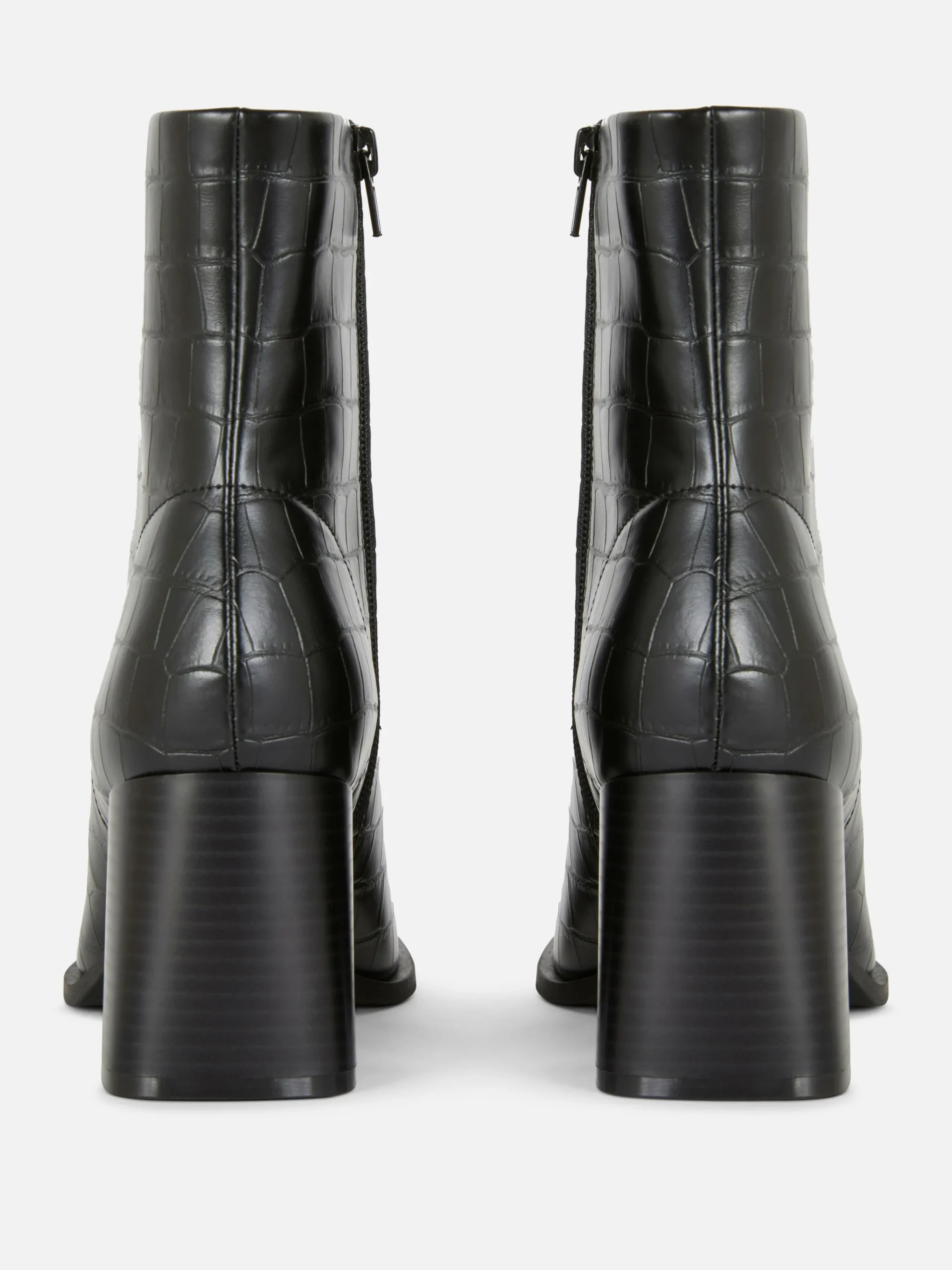 Mock Croc Faux Leather Heeled Boots|Primark Online