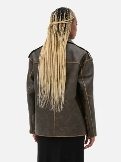 Oversized Distressed Biker Jacket|Primark New