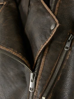 Oversized Distressed Biker Jacket|Primark New