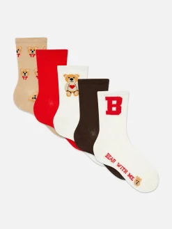 5-Pack Bear Graphic Crew Socks|Primark