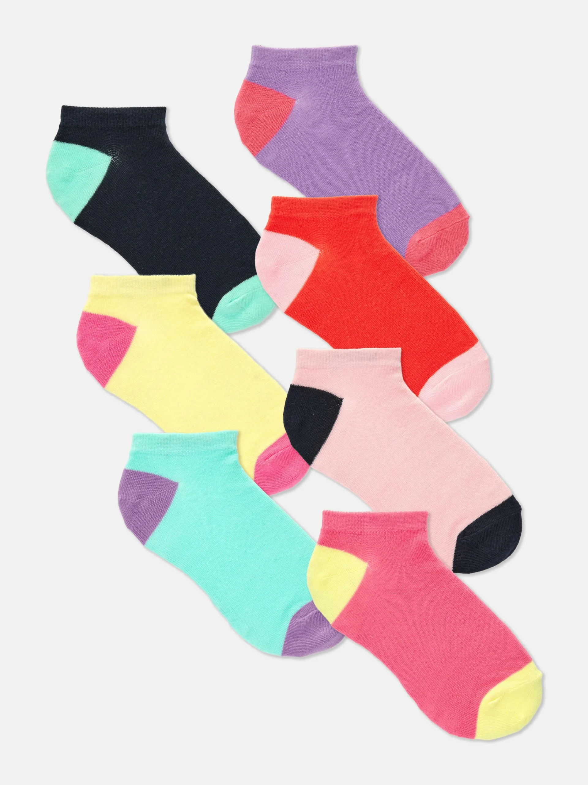 7-Pack Color Block Sneaker Socks|Primark Clearance