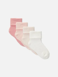 4-Pack Cuffed Baby Ankle Socks|Primark New