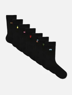 7-Pack Embroidered Socks|Primark Clearance