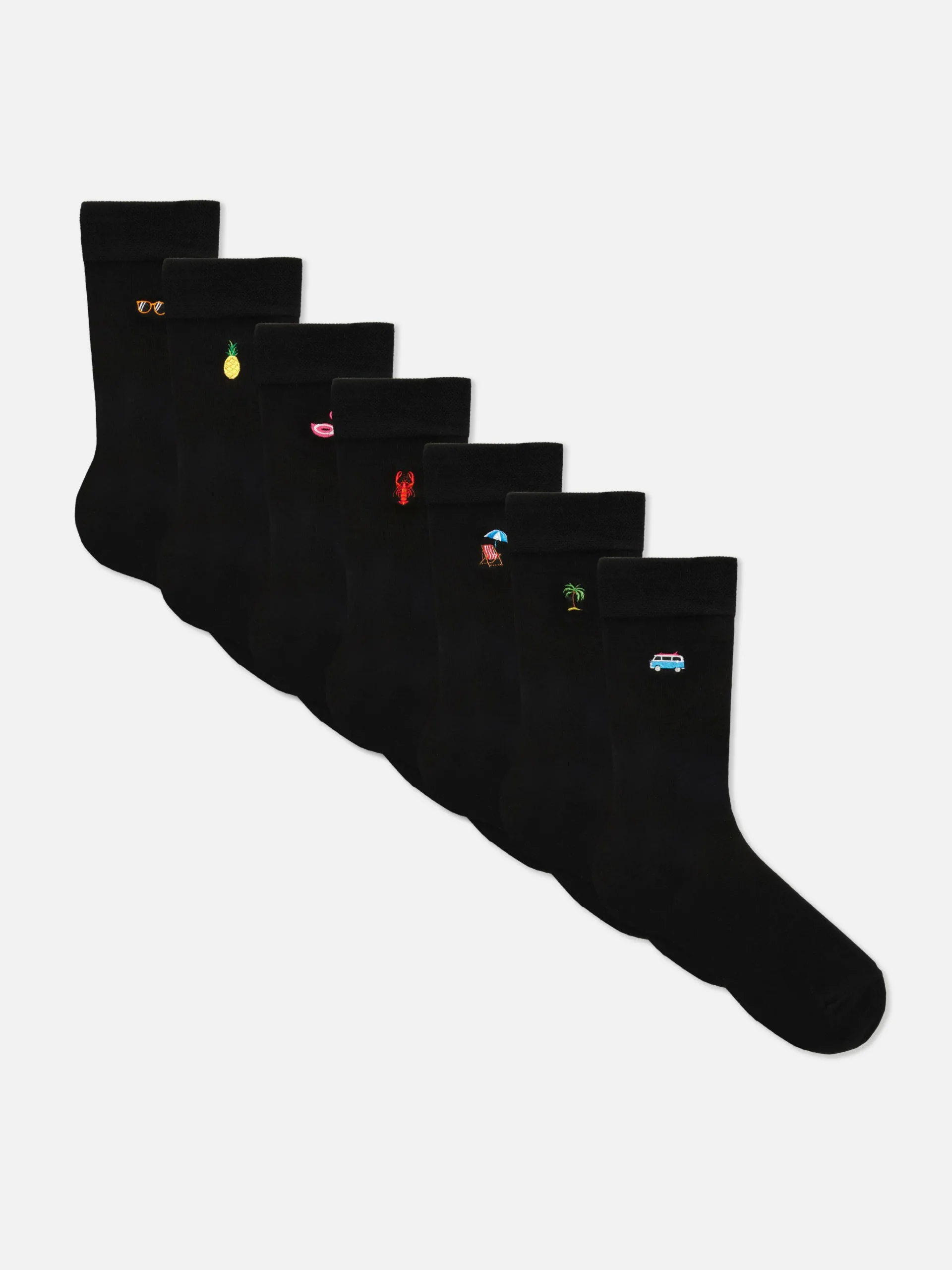 7-Pack Embroidered Socks|Primark Clearance