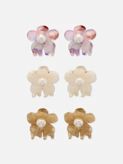 6-Pack Faux Pearl Flower Hair Clips|Primark New