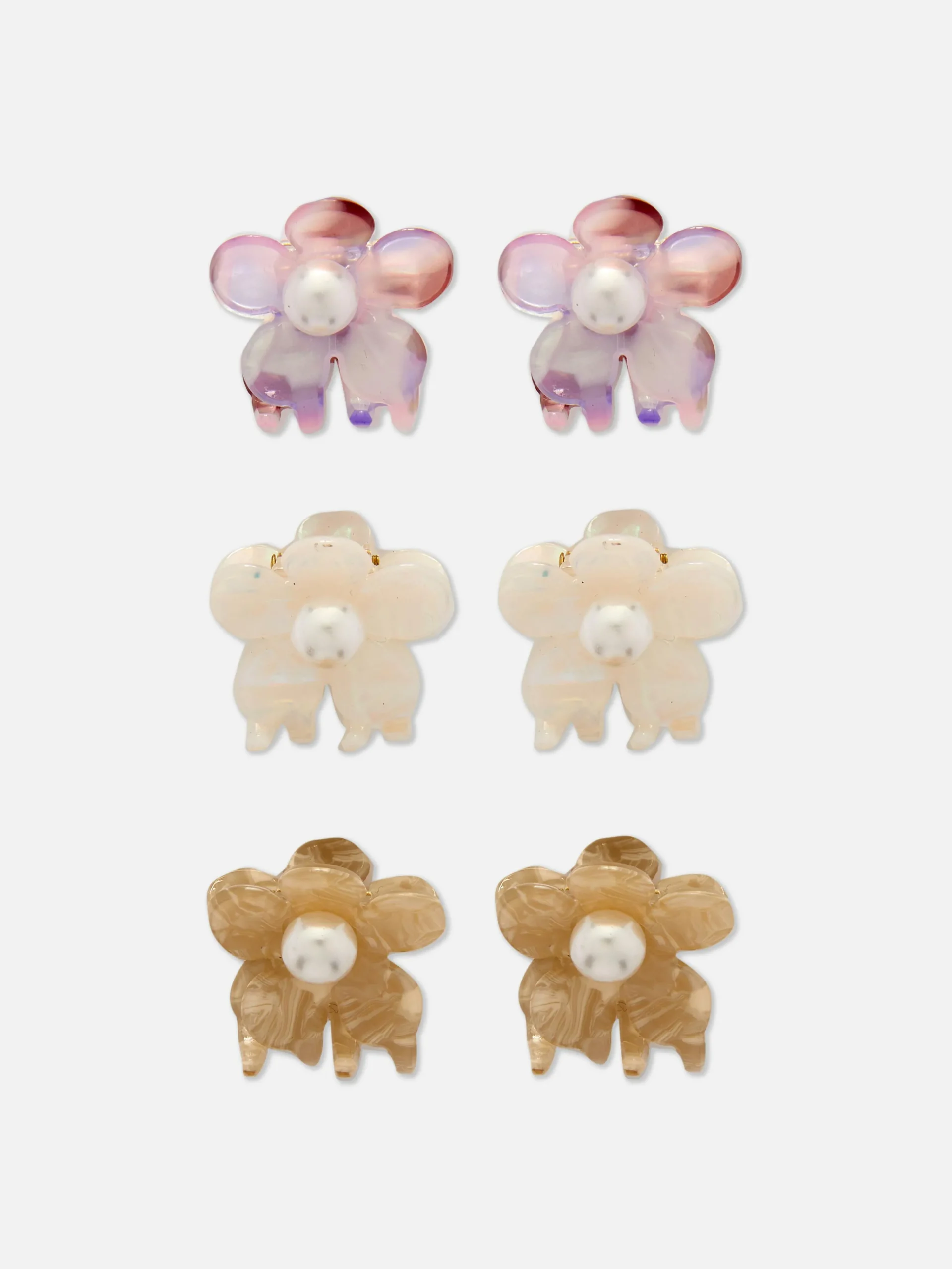 6-Pack Faux Pearl Flower Hair Clips|Primark New