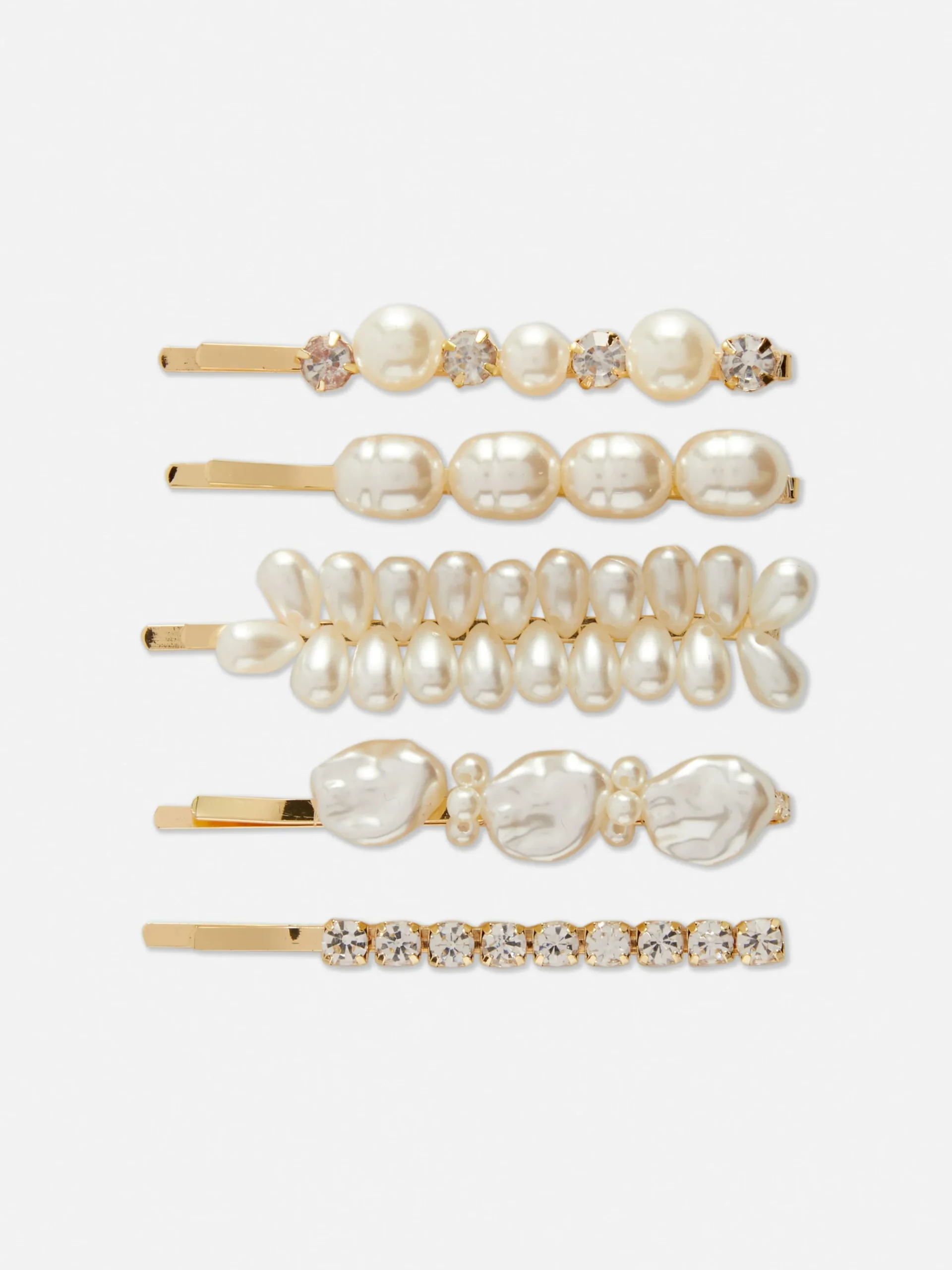 5-Pack Faux Pearl Hair Slides|Primark Clearance