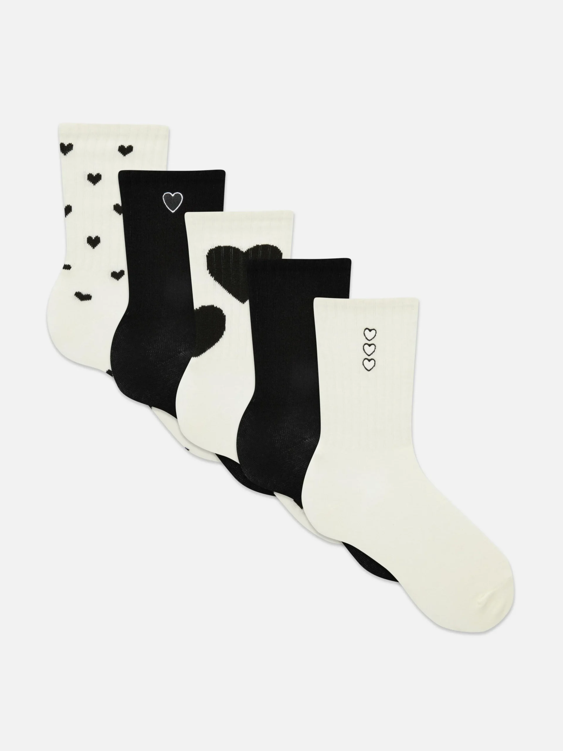5-Pack Heart Crew Socks|Primark Hot