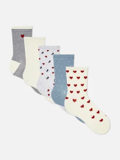 5-Pack Heart Crew Socks|Primark Online