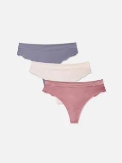 3-Pack Invisible Lace Back Thongs|Primark Sale