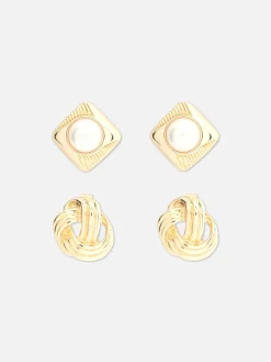 2-Pack Knot And Faux Pearl Studs|Primark Online