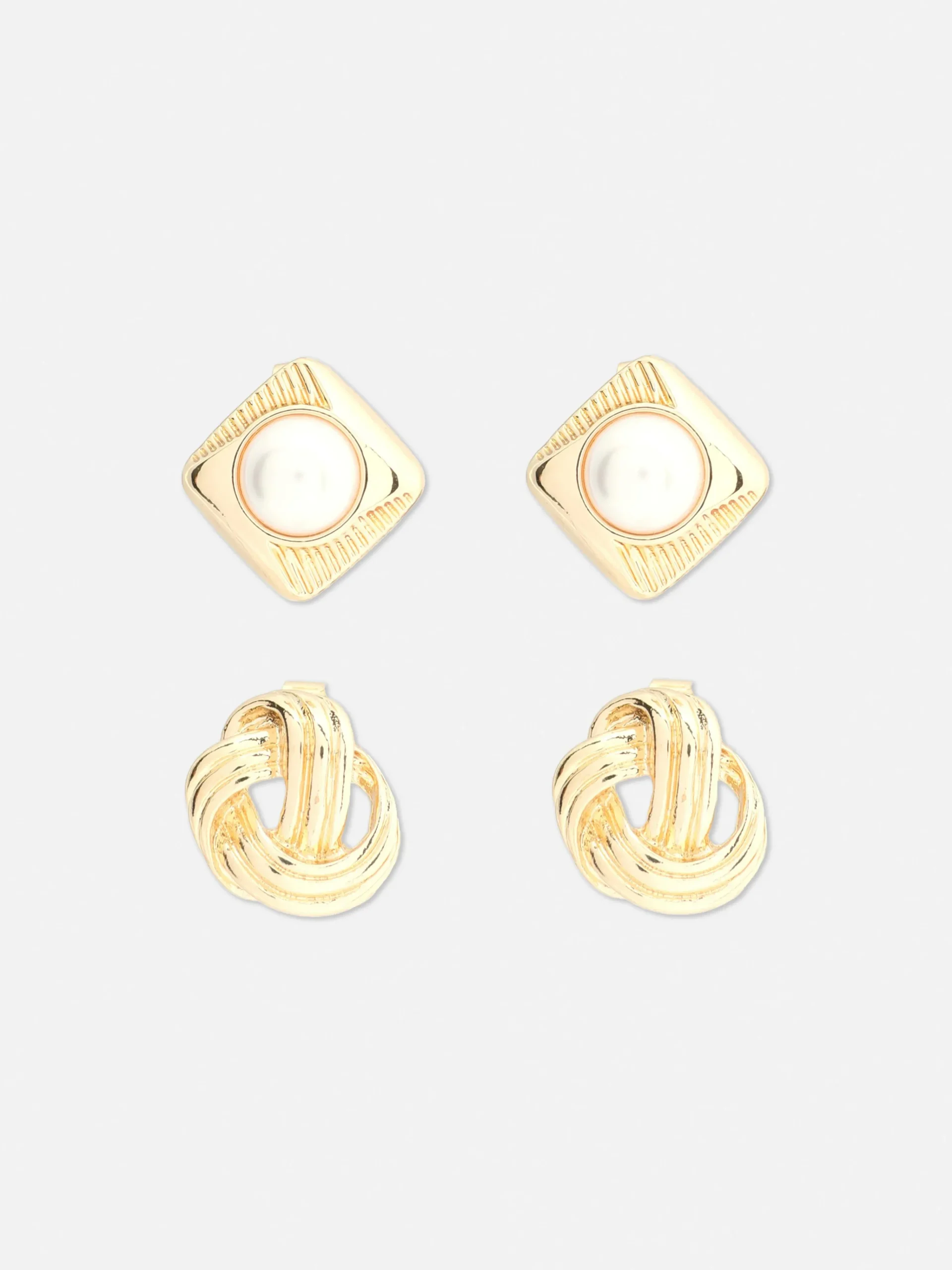 2-Pack Knot And Faux Pearl Studs|Primark Online