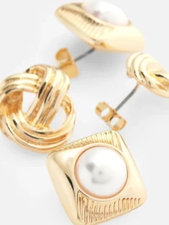 2-Pack Knot And Faux Pearl Studs|Primark Online