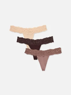 3-Pack Lace Bandeau Thongs|Primark Outlet