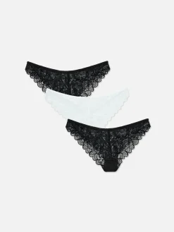 3-Pack Lace Brazilian Briefs|Primark Clearance