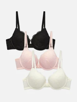 3-Pack Lace Push-Up Padded Plunge Bras|Primark Discount