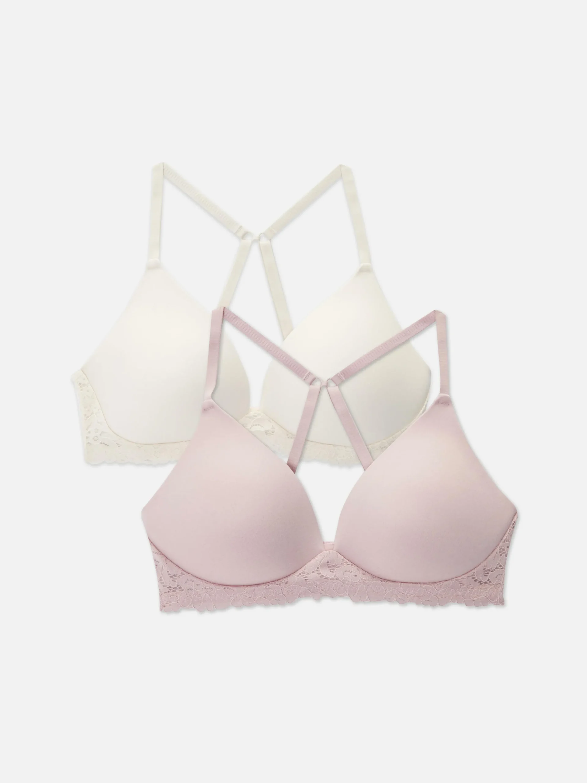 2-Pack Lace Trim Wireless Lounge Bras|Primark