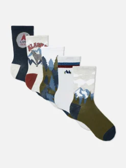 5-Pack Landscape Graphic Crew Socks|Primark Online